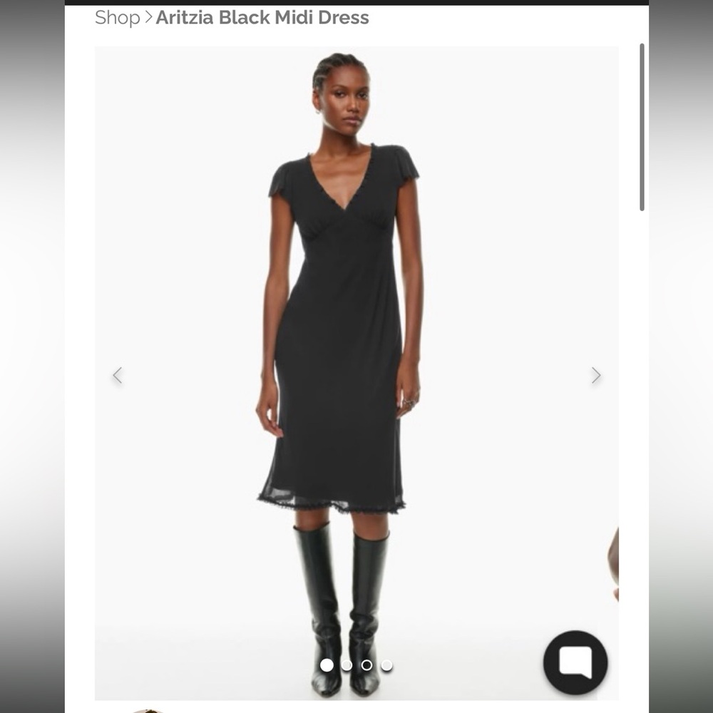 Wilfred Black Sheath Midi Dress V-Neck Cap Sleeve